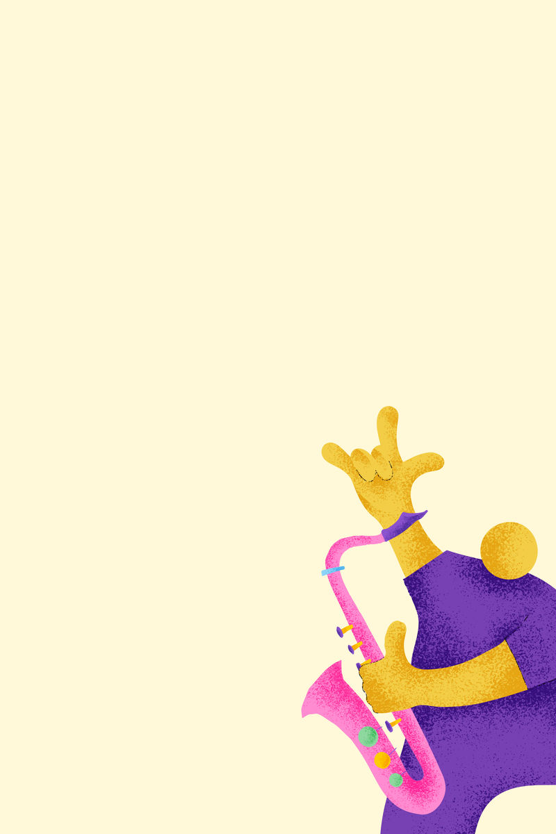 米色音乐背景萨克斯管音乐家平面图案