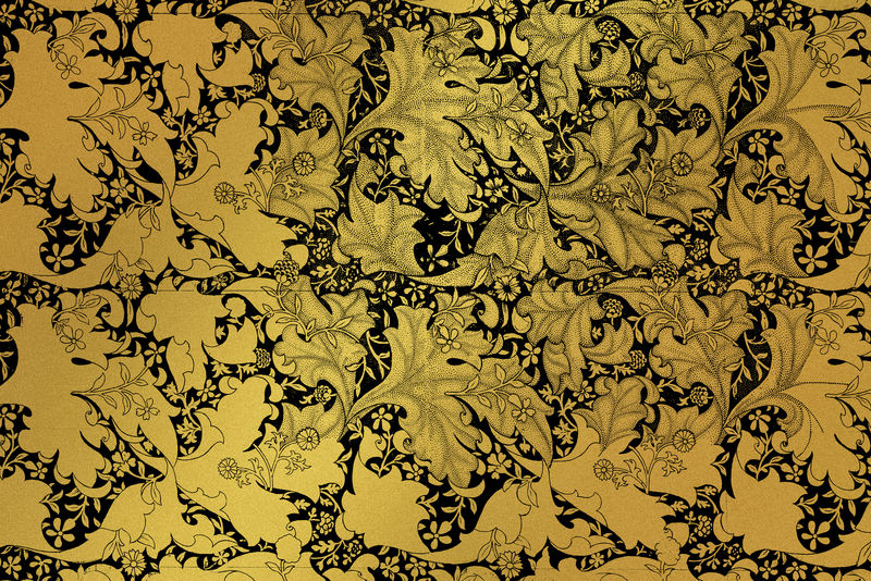 威廉·莫里斯作品中的金色花卉图案混音
