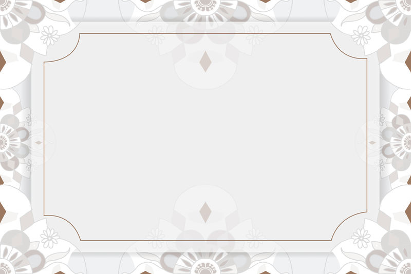 印度曼荼罗图案边框灰色植物背景