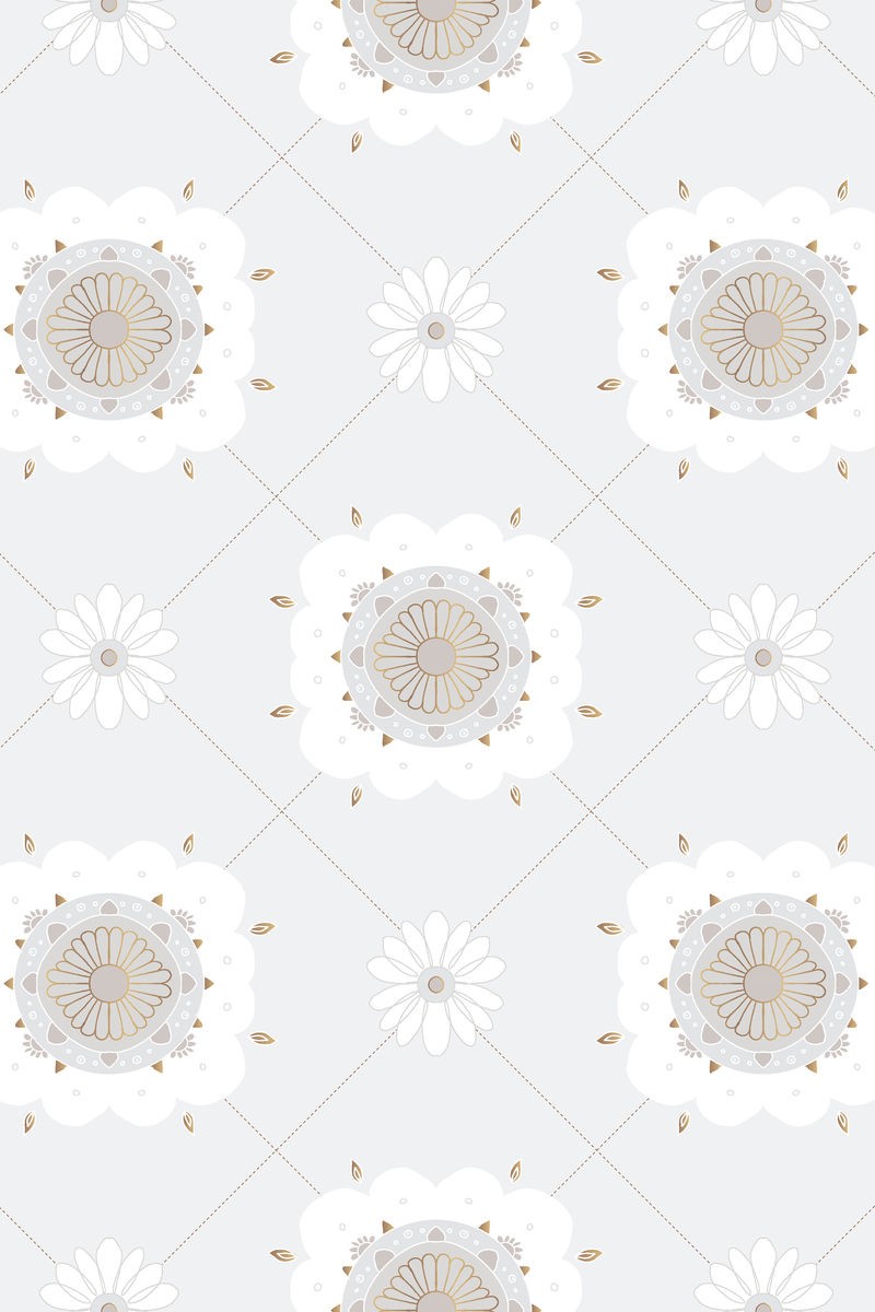 曼荼罗灰色植物印度图案背景