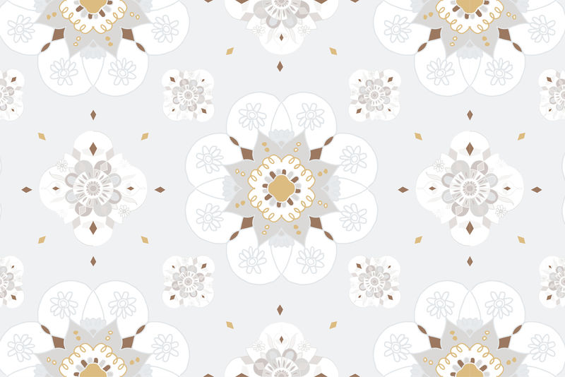 曼荼罗灰色植物印度图案背景