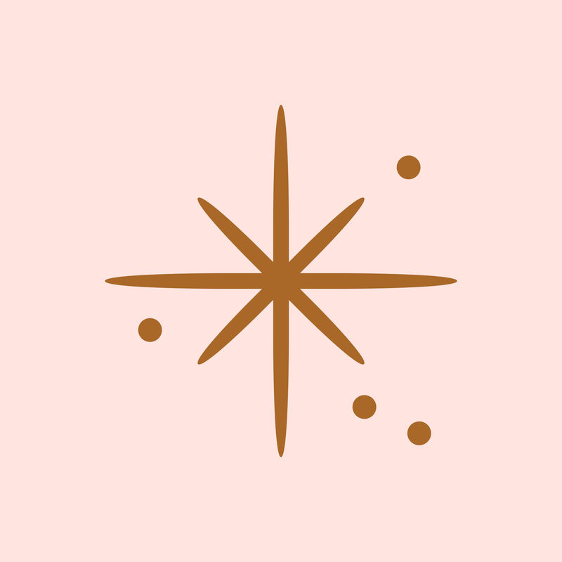 星星粉红色背景上平坦棕色的闪亮图标