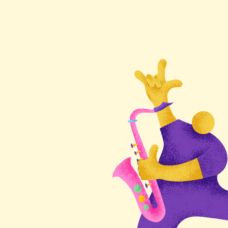 米色音乐背景萨克斯管音乐家平面图案