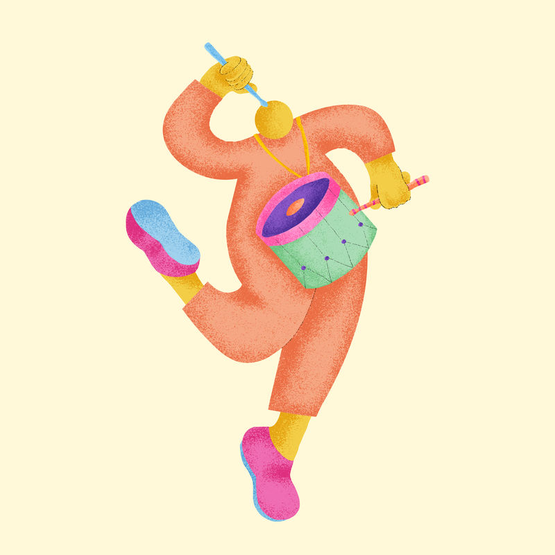 鼓手彩色音乐家插图