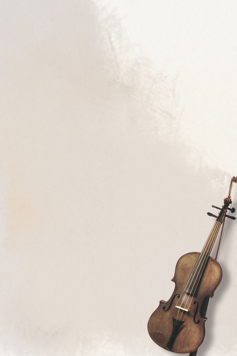 米色背景插图上的复古手绘小提琴