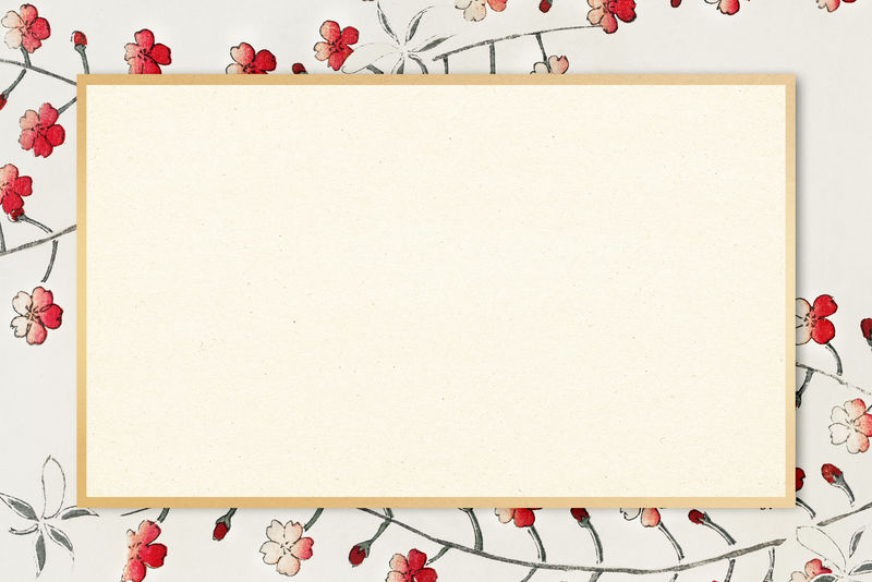 复古樱花框装饰插图