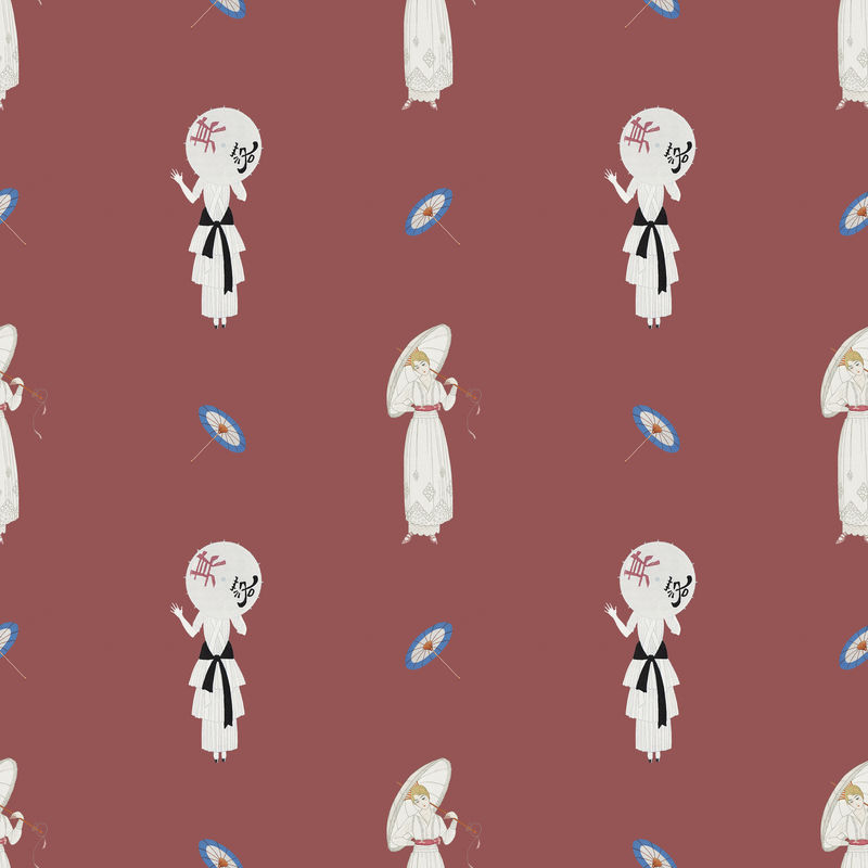 年份:1920';s时尚图案女性背景由George Barbier的艺术作品混合而成