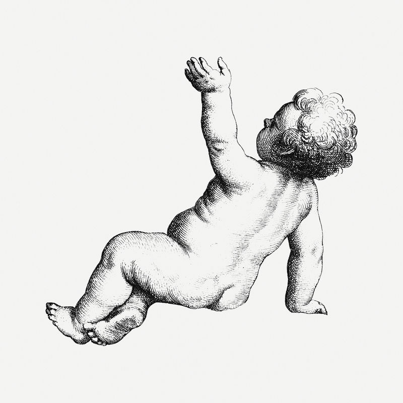 可爱的小天使插图由Wenceslaus Hollar的艺术作品混合而成