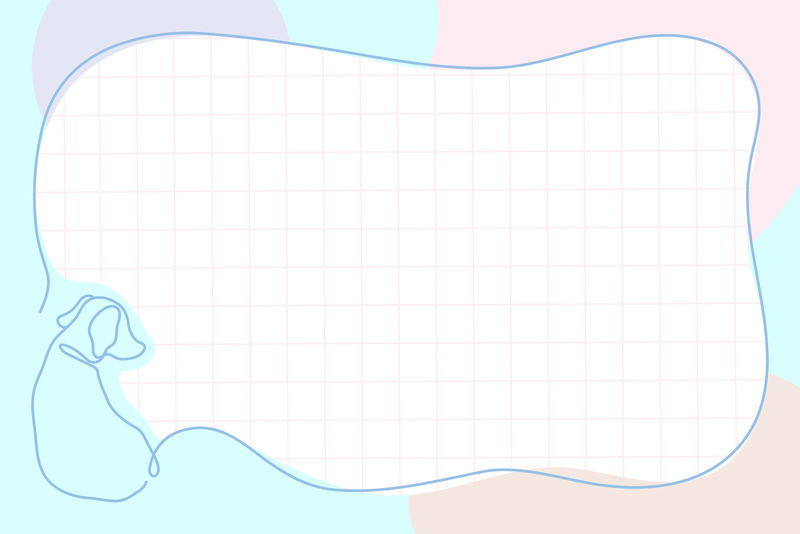 孟菲斯图案狗形框架白色网格背景