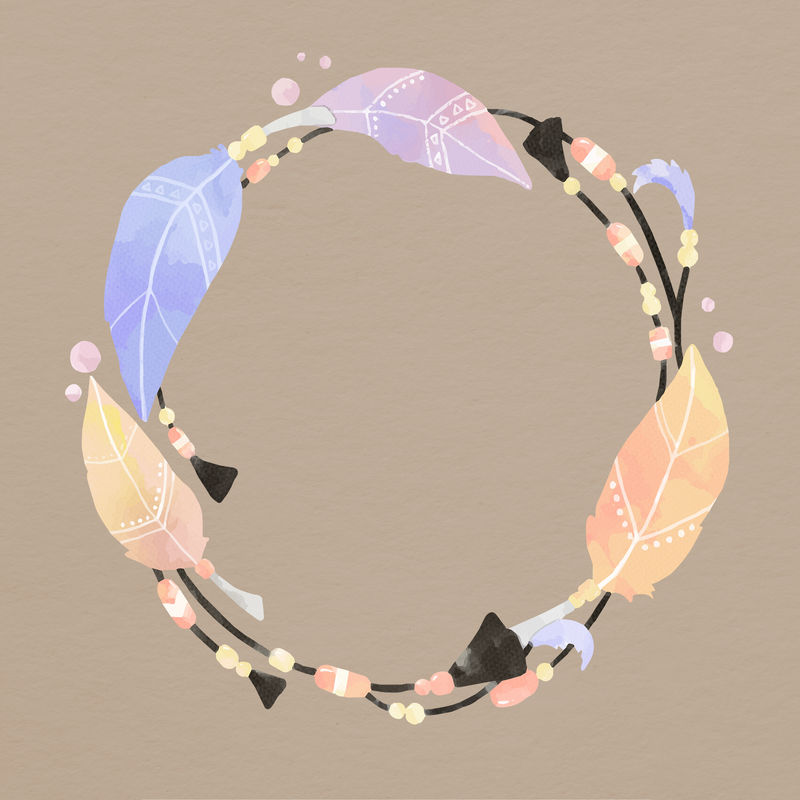 波西米亚dreamcatcher框架设计空间和棕色背景