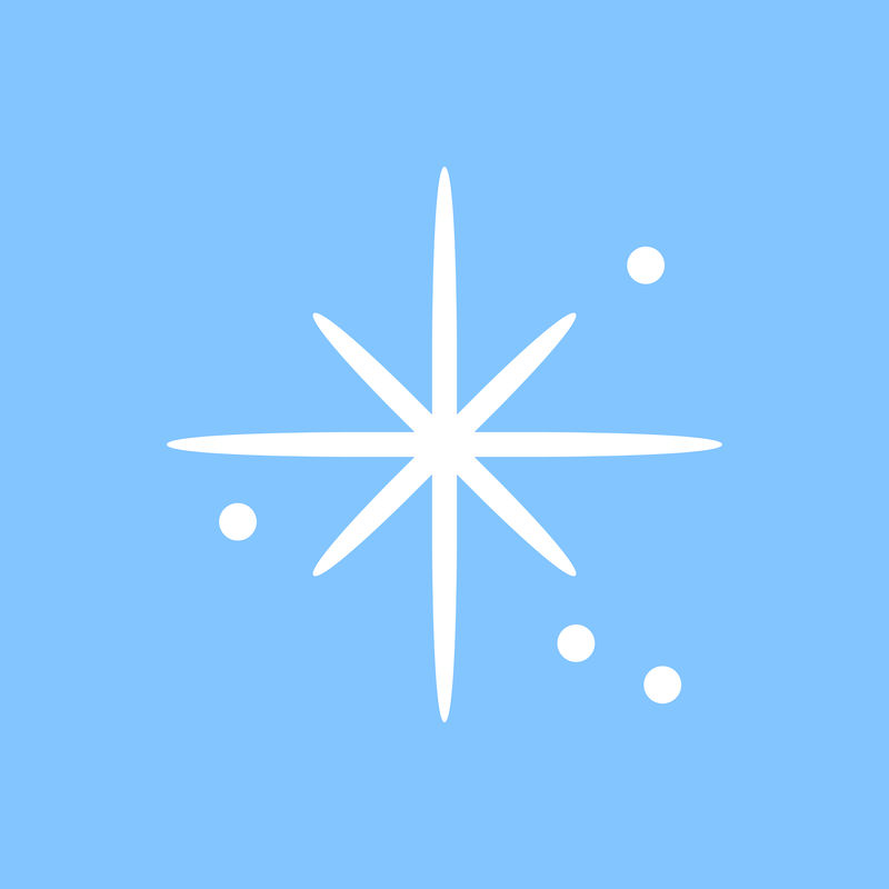 蓝色背景上简单样式的星星矢量闪烁图标