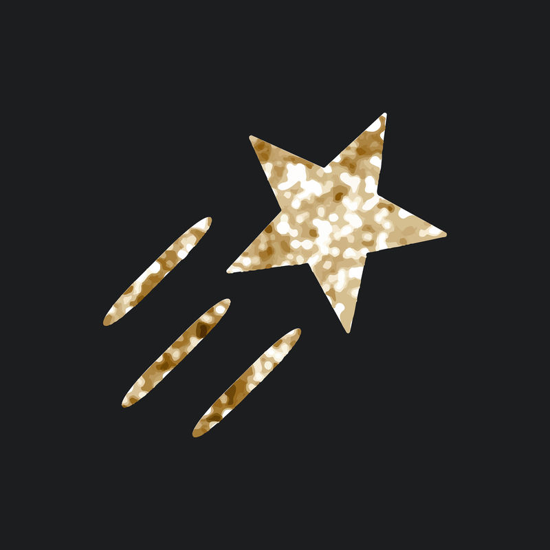 黑色背景上带有闪光纹理的闪亮星星图标