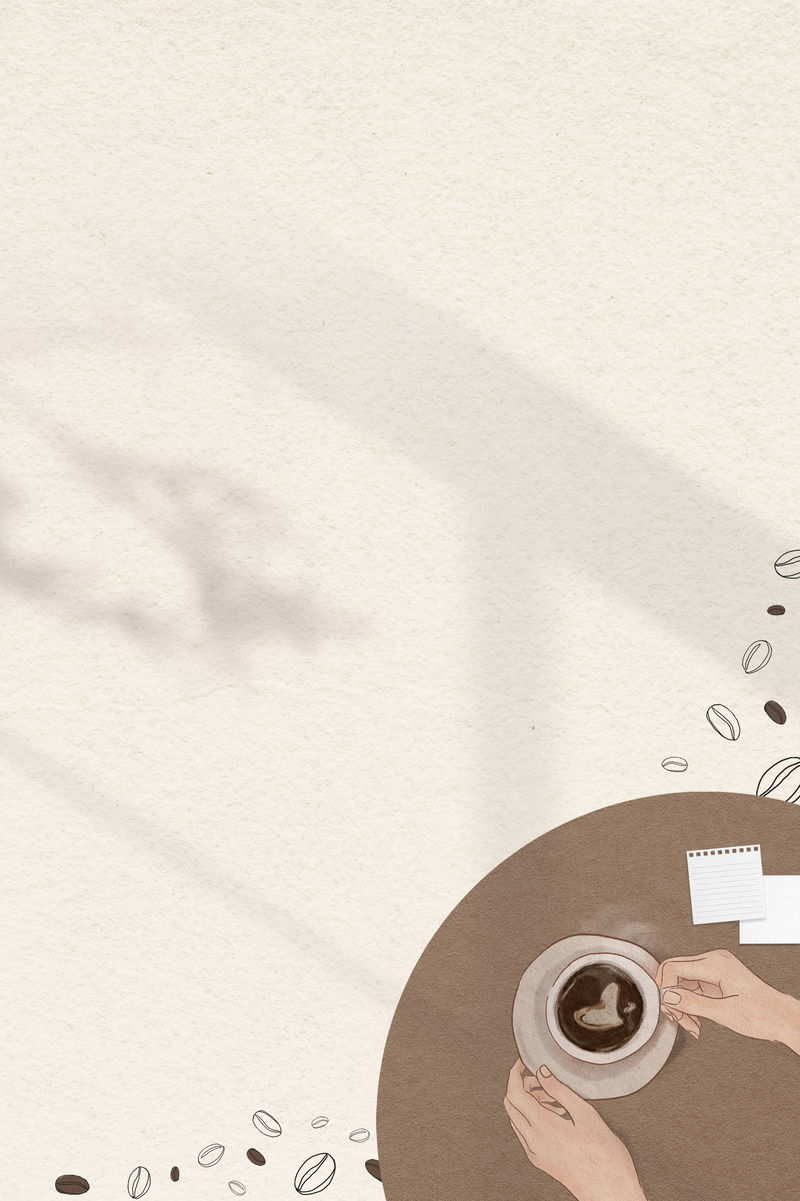 可爱的咖啡豆阴影背景棕色边框