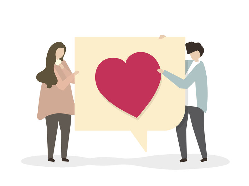 一对可爱的情侣在一起的插图