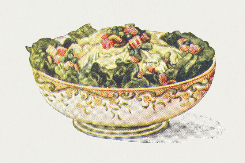 复古手工制作的马其顿沙拉插图