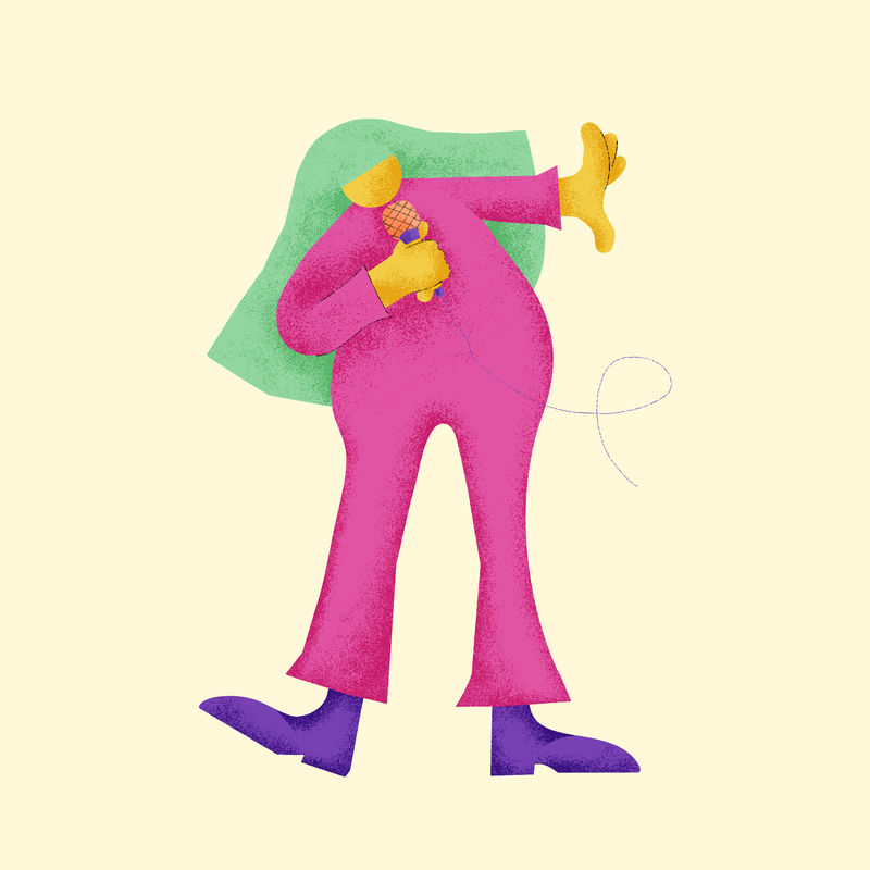 歌手彩色音乐家插画