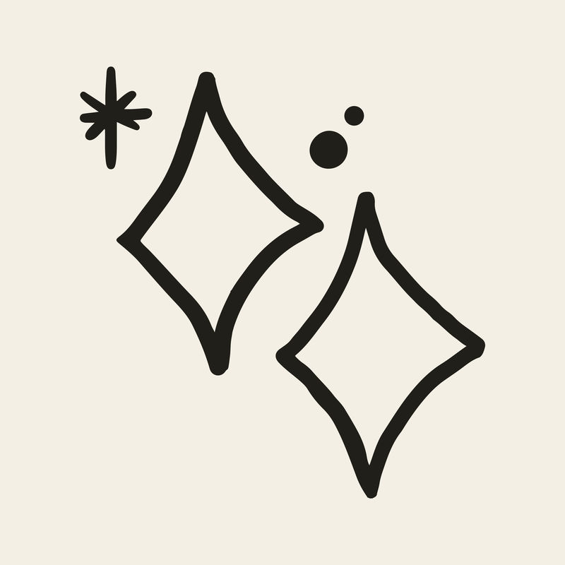 米色背景上涂满涂鸦风格的星星闪光图标