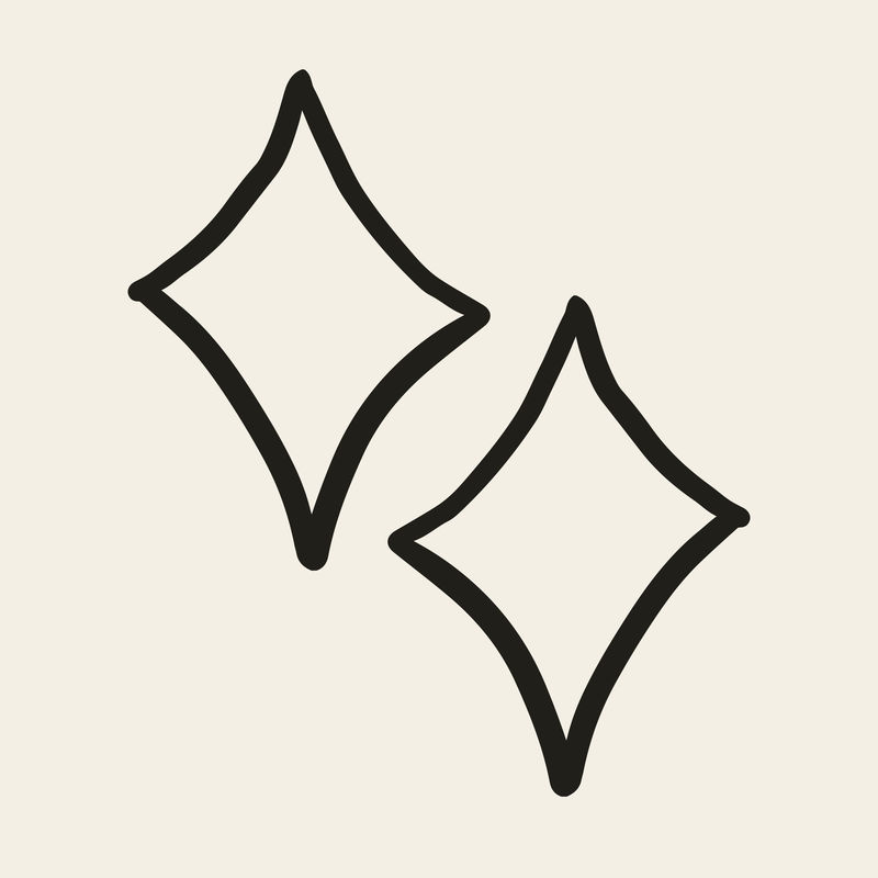 米色背景上涂满涂鸦风格的星星闪光图标