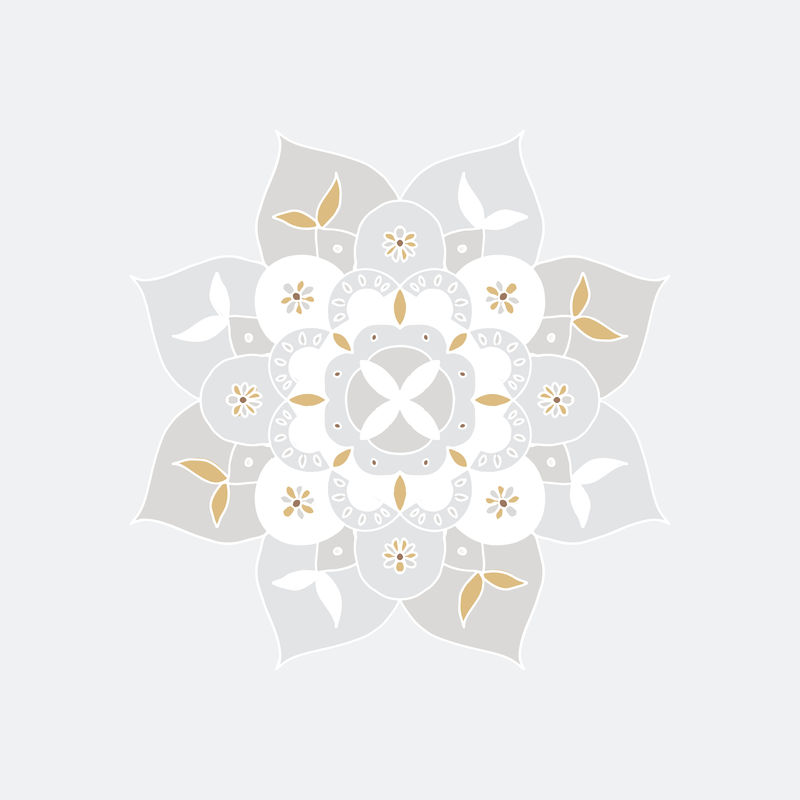 印度曼荼罗图案花卉符号手绘