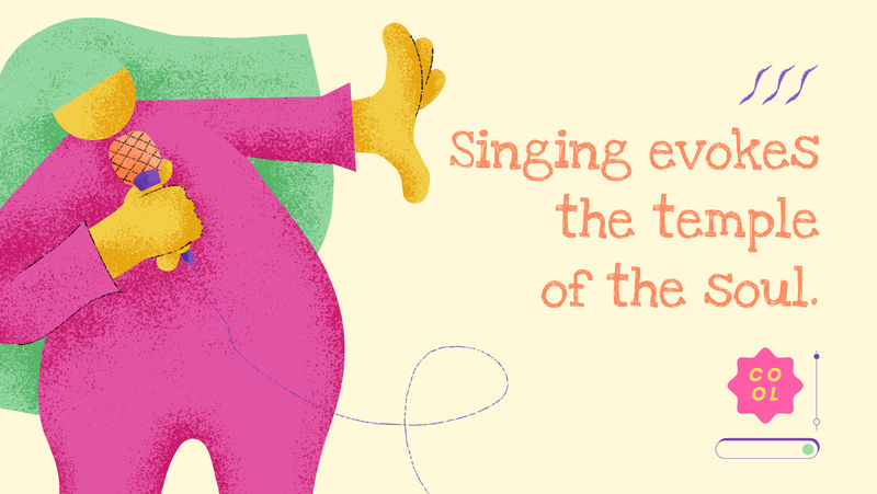 音乐米色博客横幅平面设计带有鼓舞人心的格言歌唱唤起灵魂之殿