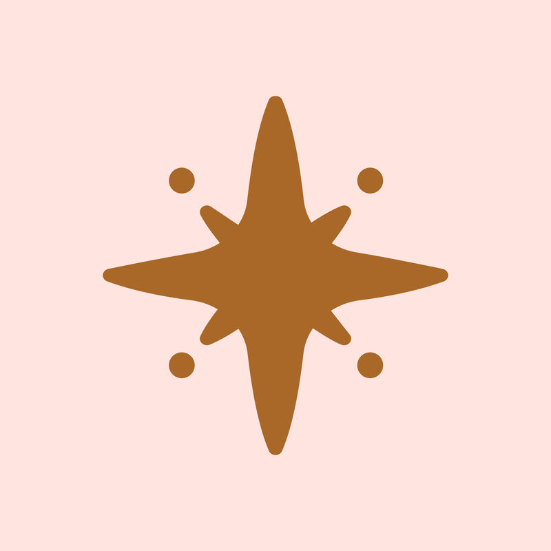 星星粉红色背景上平坦棕色的闪亮图标