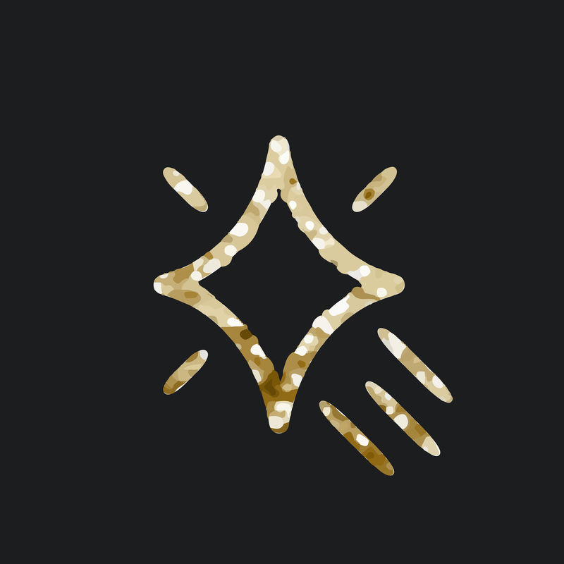 黑色背景上带有闪光纹理的闪亮星星图标