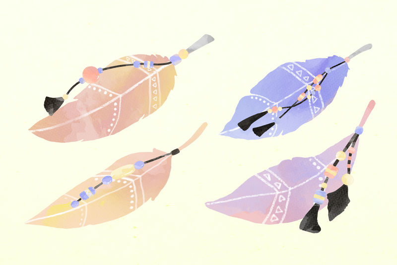 复古柔和波西米亚插图羽毛系列