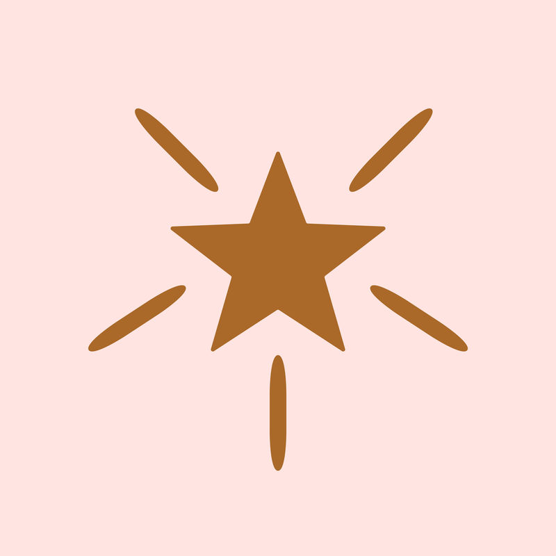 星星粉红色背景上平坦棕色的闪亮图标