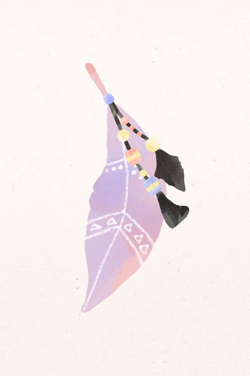 彩色波西米亚插图羽毛设计