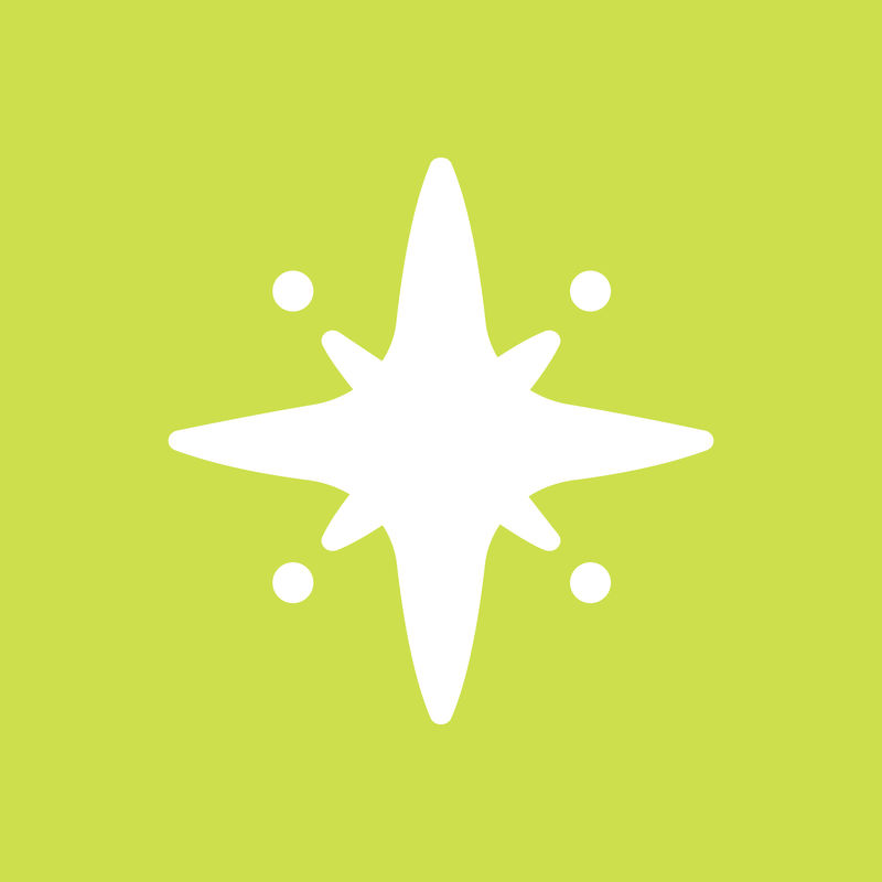 绿色背景上简单风格的星星闪闪发光的图标