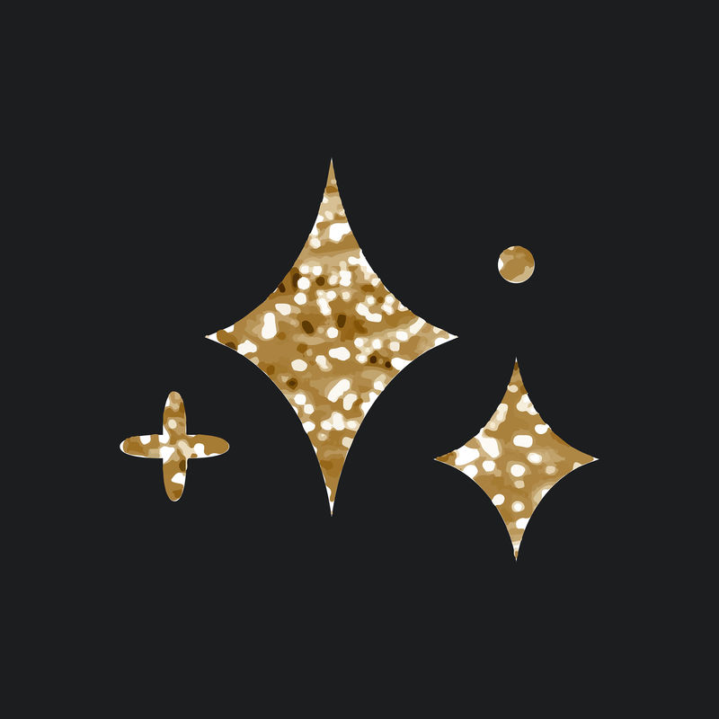 黑色背景上带有闪光纹理的闪亮星星图标