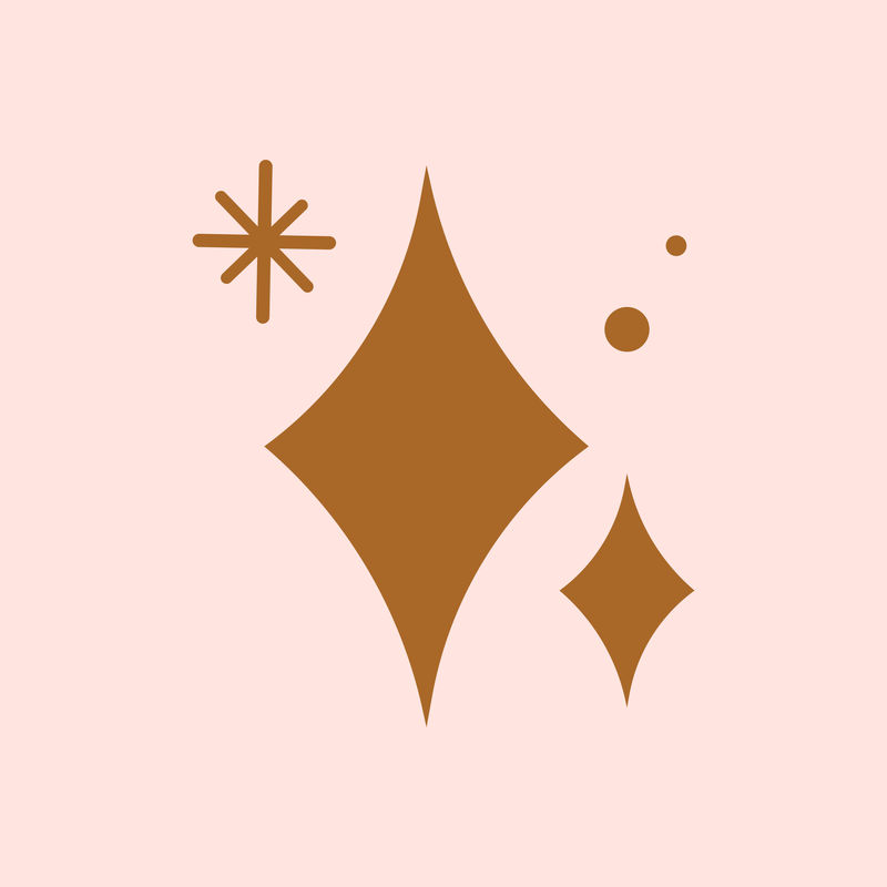 星星粉红色背景上平坦棕色的闪亮图标