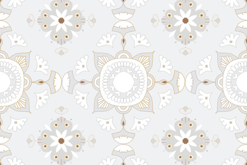 曼荼罗灰色印度花卉图案背景