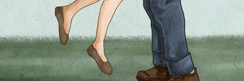 情侣跳跃拥抱浪漫情人节插画