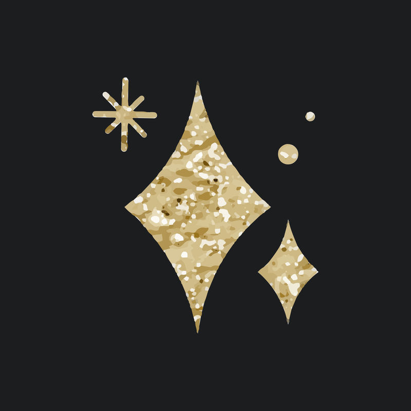 黑色背景上带有闪光纹理的闪亮星星图标