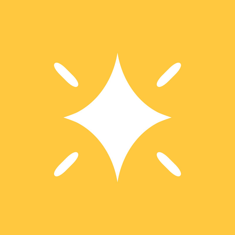 黄色背景上简单风格的闪亮星星图标