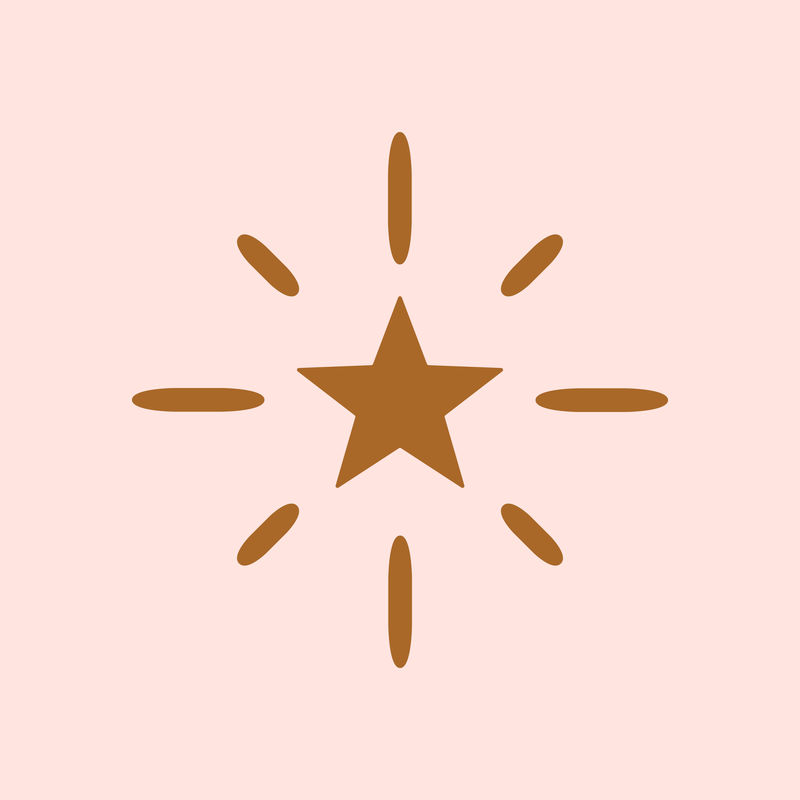 星星粉红色背景上平坦棕色的闪亮图标