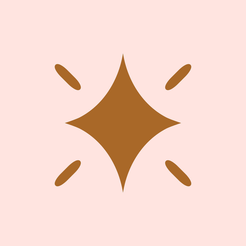 星星粉红色背景上平坦棕色的闪亮图标