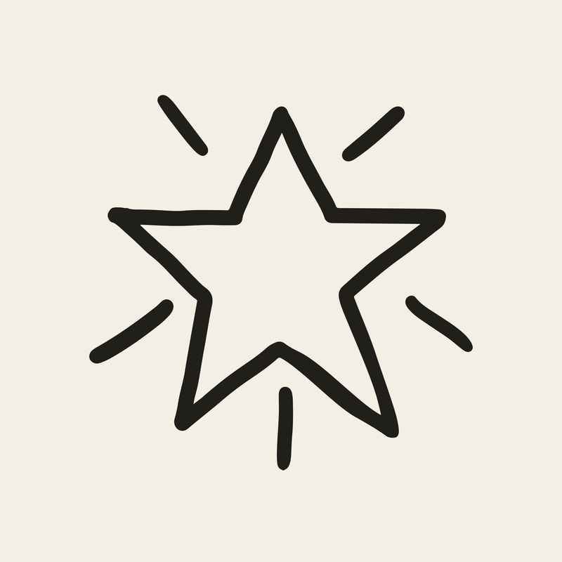 米色背景上涂满涂鸦风格的星星闪光图标