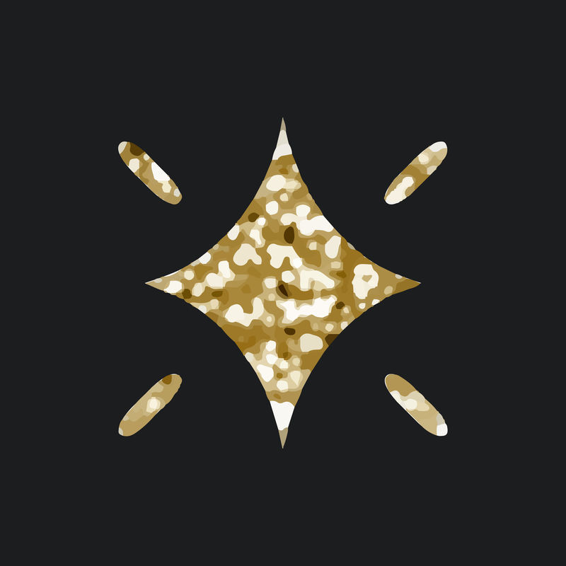 黑色背景上带有闪光纹理的闪亮星星图标