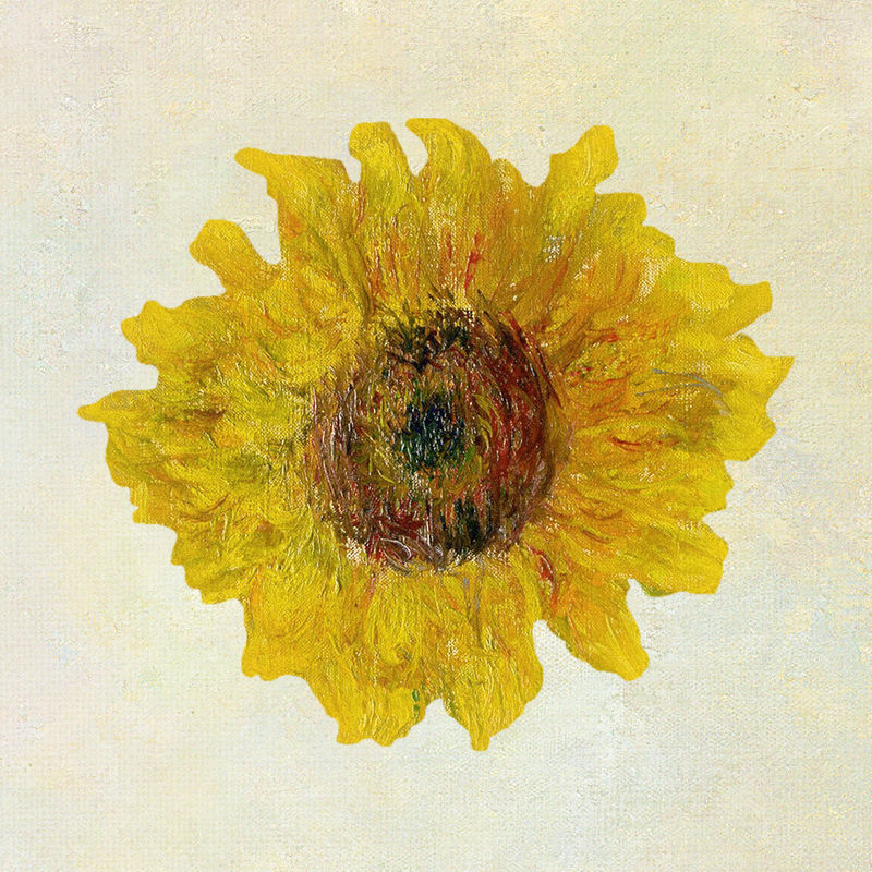 从克劳德·莫内的艺术作品中混合而成的复古向日葵