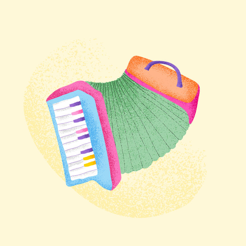 绿色手风琴乐器插图