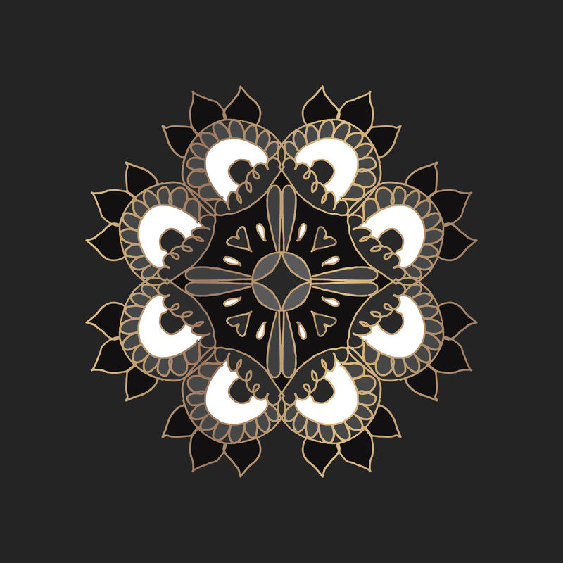 印度曼荼罗图案花卉符号手绘