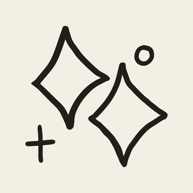 米色背景上涂满涂鸦风格的星星闪光图标