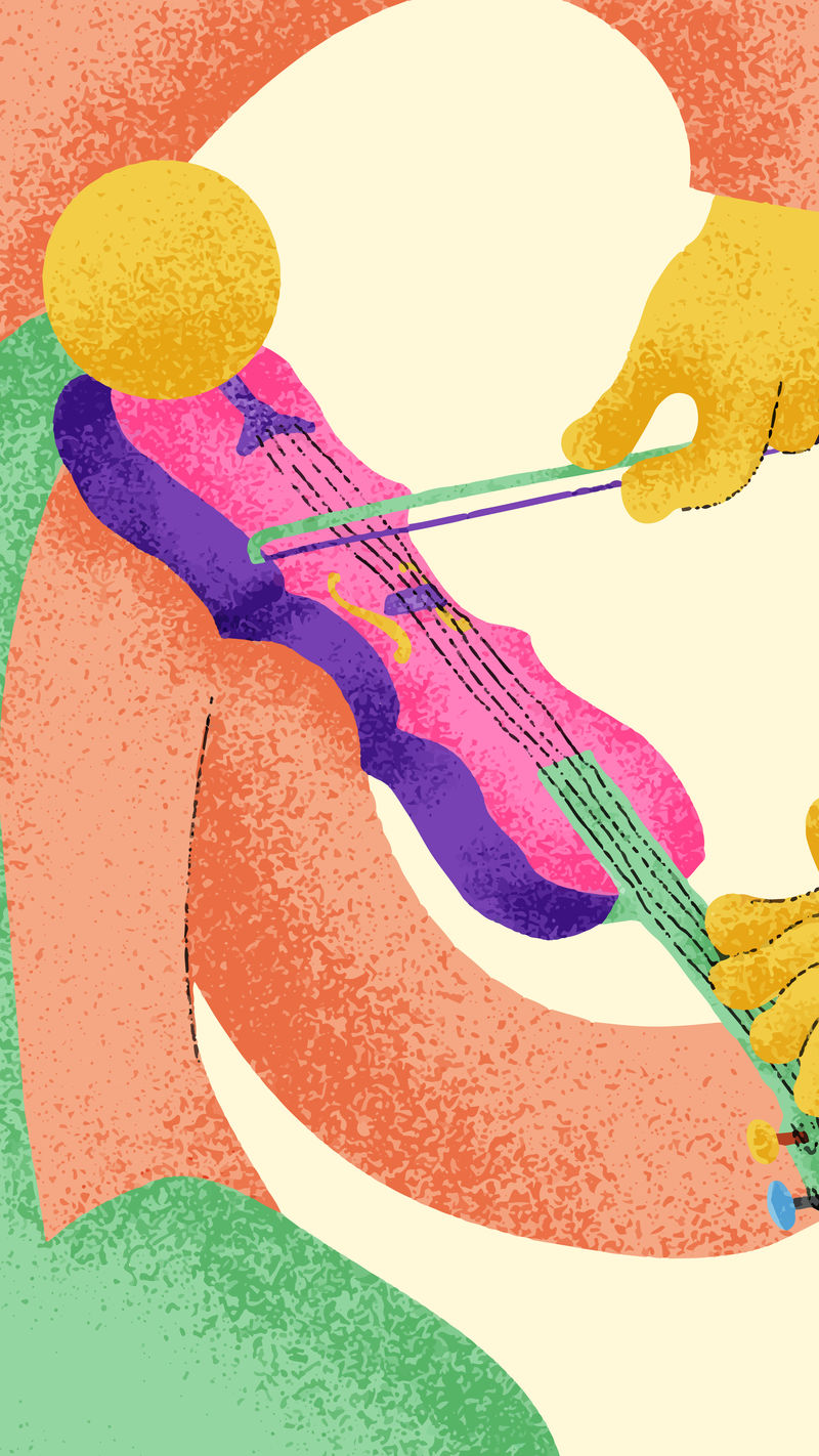 小提琴手米色手机壁纸音乐家平面图案