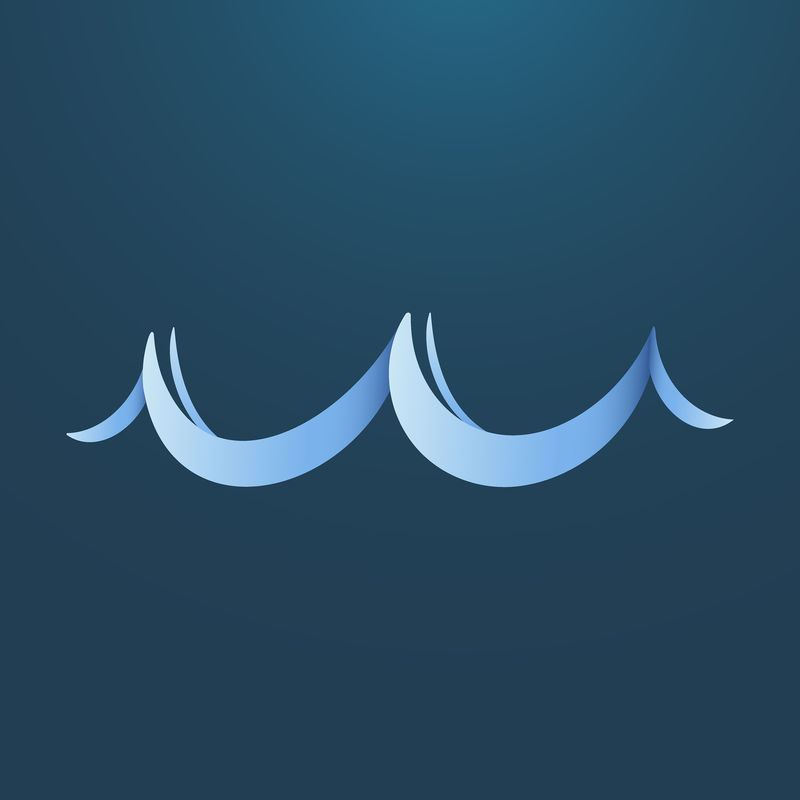 海浪剪贴画蓝色渐变设计的动画水图案