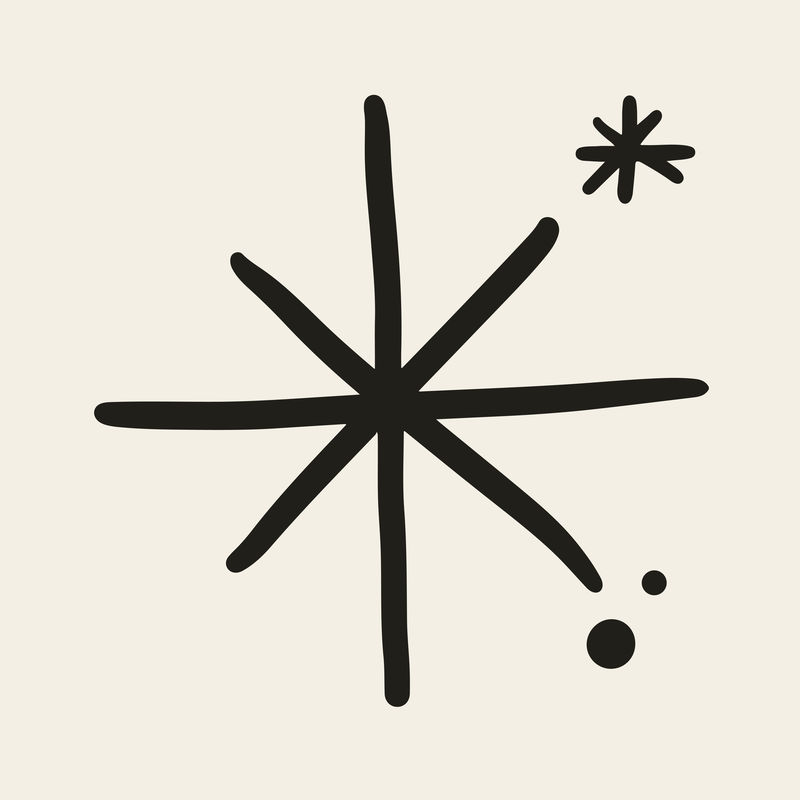 米色背景上涂满涂鸦风格的星星闪光图标