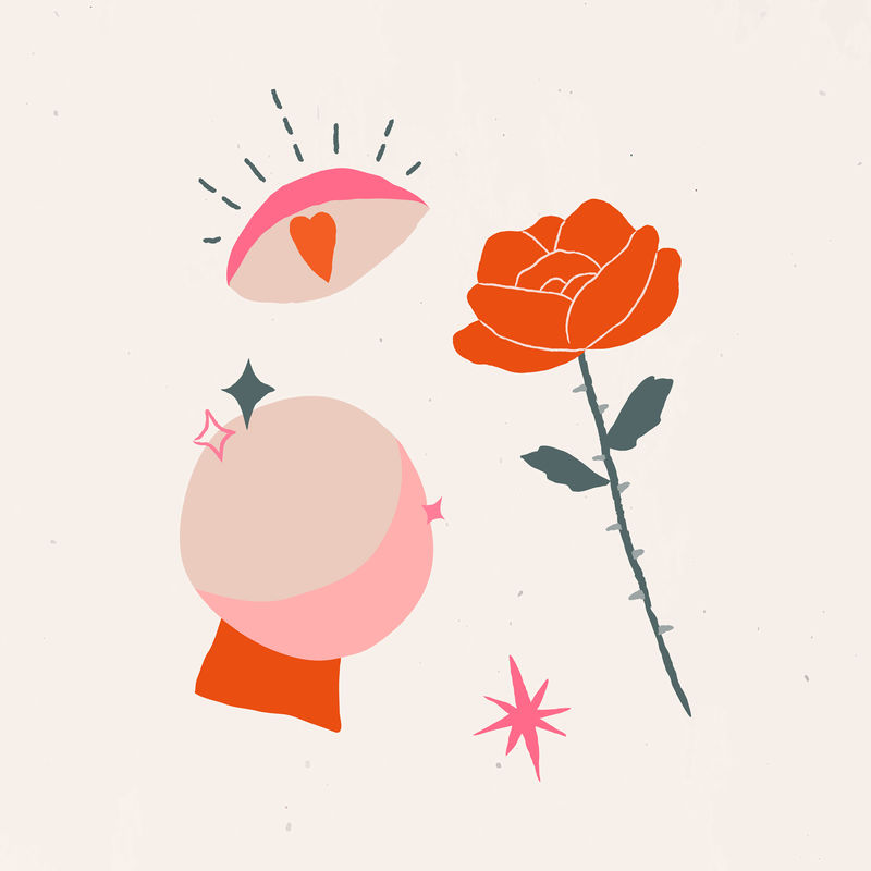 波西米亚巫术万圣节涂鸦手绘设计元素