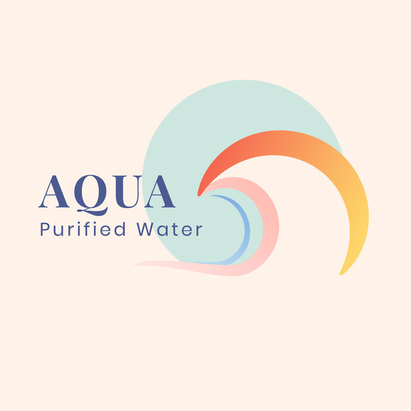 Aqua sea wave商业标志色彩丰富的平面设计中的现代水剪贴画