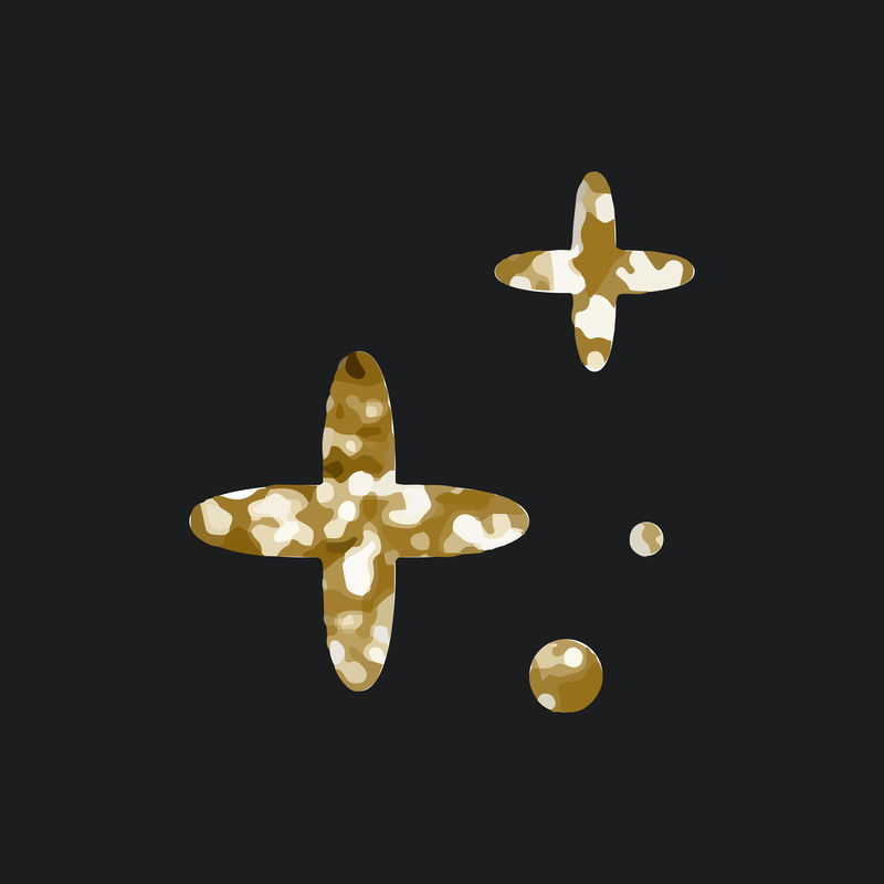 黑色背景上带有闪光纹理的闪亮星星图标